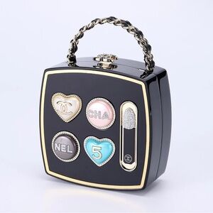 Black Novelty Clutch/Mini Bag/Crossbody Bag with Colorful Accents; NWOT